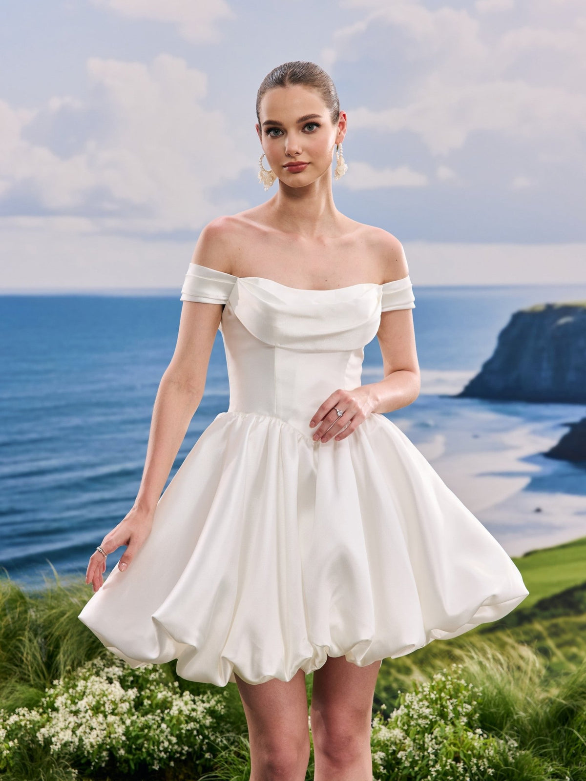 Ilyra white wedding dress, detail and alternate angle