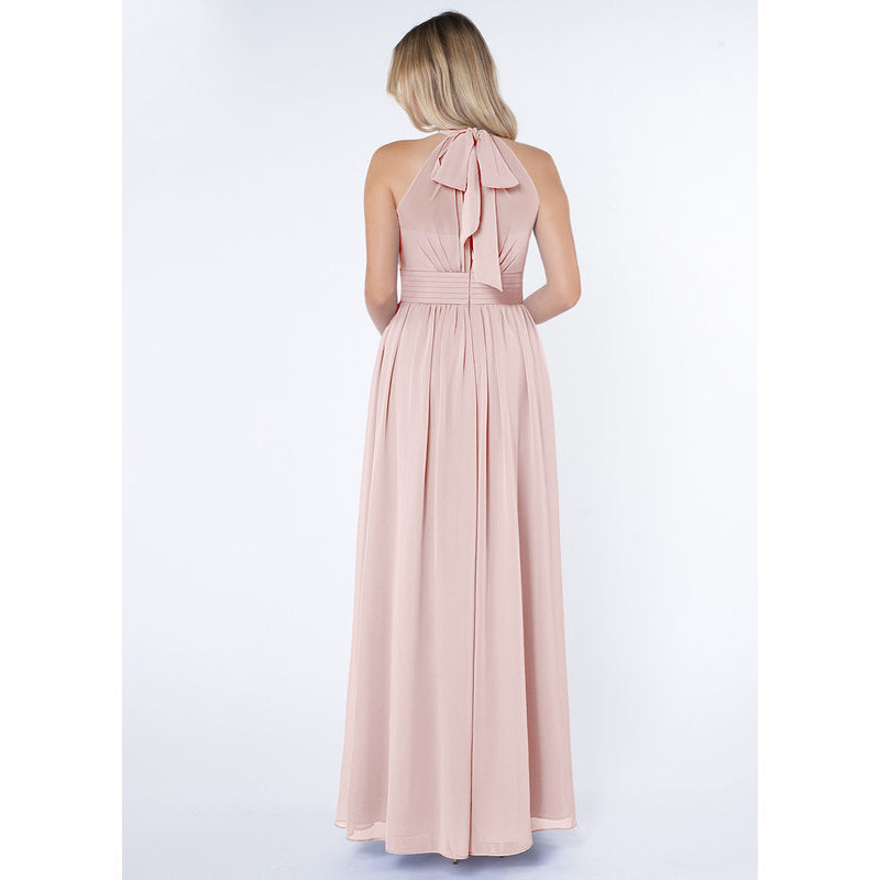 Iman A-Line Halter Chiffon Bridesmaid Dress in Blushing Pink - gallery 1