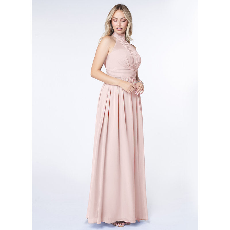 Iman A-Line Halter Chiffon Bridesmaid Dress in Blushing Pink - gallery 2