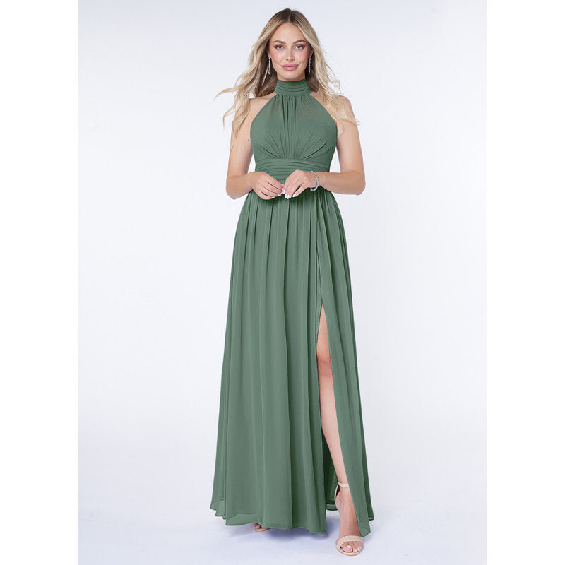 Iman A-Line Halter Chiffon Bridesmaid Dress in Eucalyptus