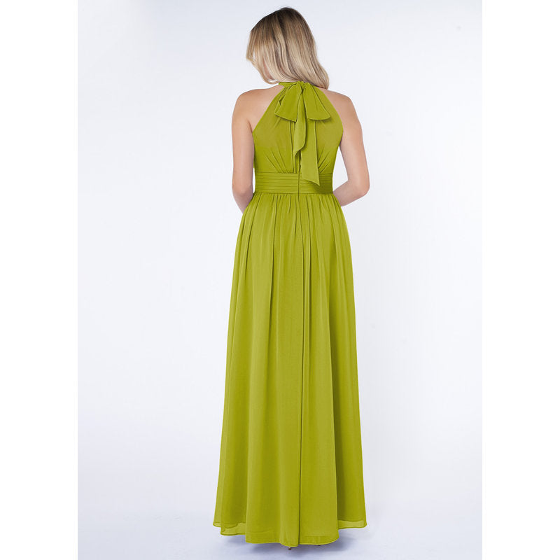 Iman A-Line Halter Chiffon Bridesmaid Dress in Lemongrass - front view