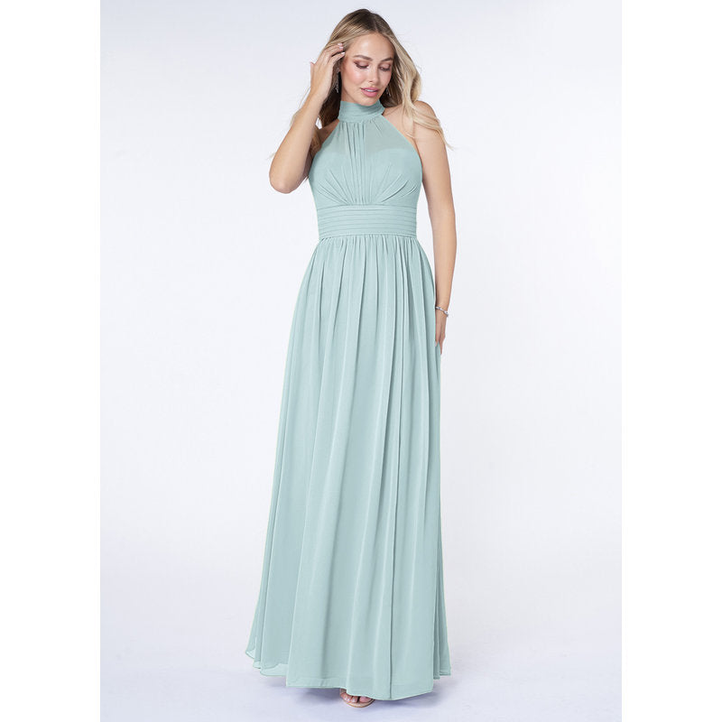 Iman A-Line Halter Chiffon Bridesmaid Dress in Mist - gallery 3