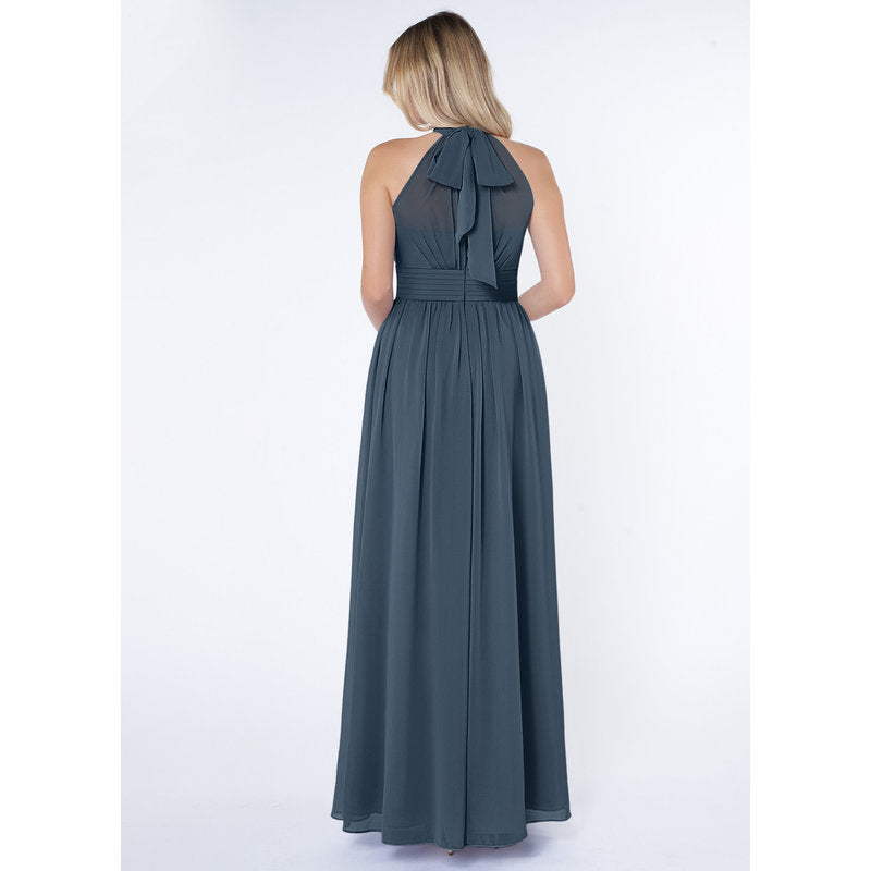 Iman A-Line Halter Chiffon Bridesmaid Dress in Neptune - gallery 1