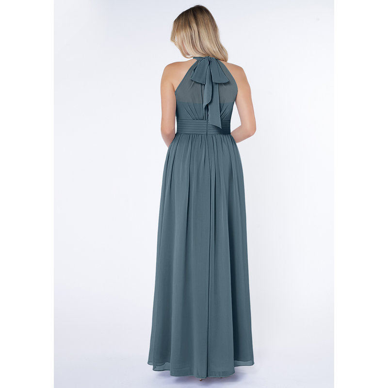 Iman A-Line Halter Chiffon Bridesmaid Dress in Twilight - front view