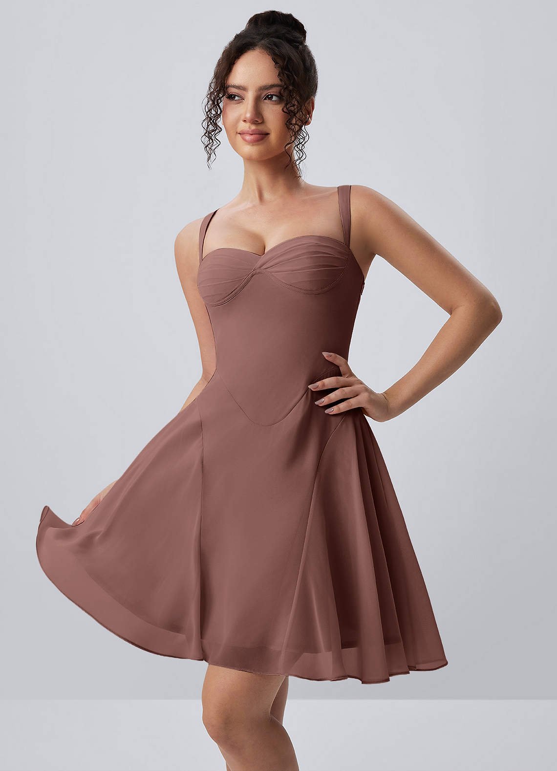 Isadora A-Line Sweetheart Chiffon Prom Dress in Dusty Rose