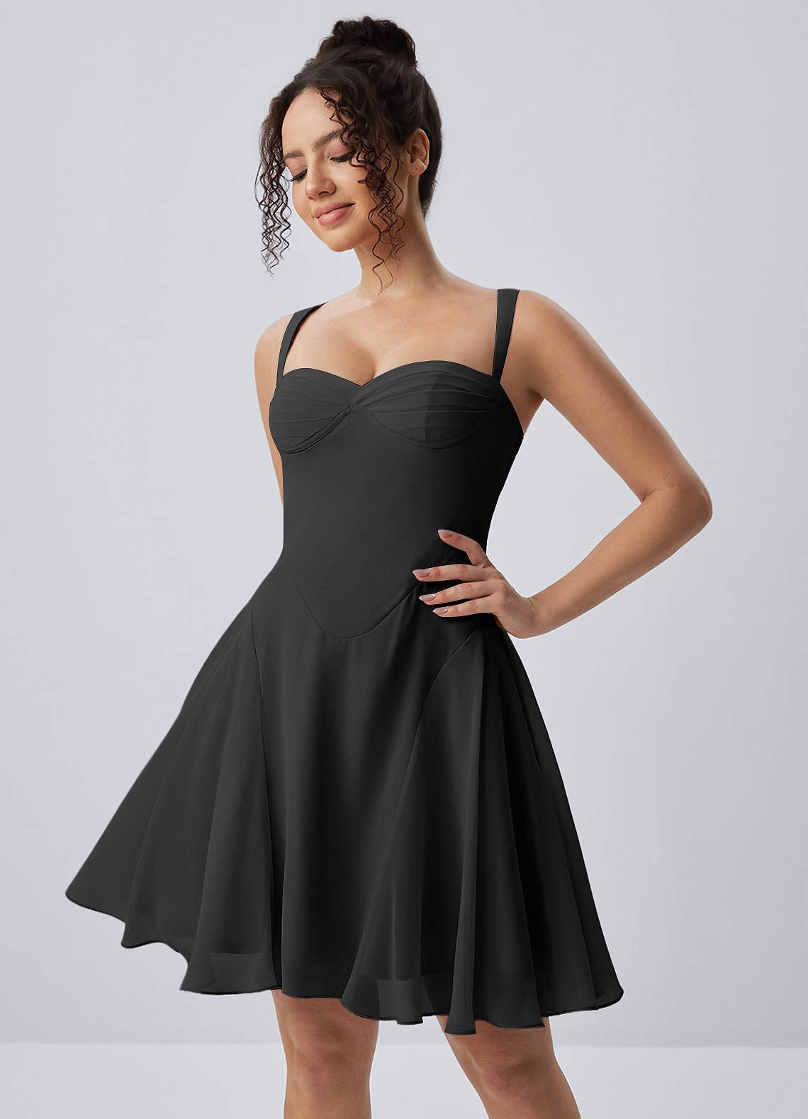 Isadora A-Line Sweetheart Chiffon Prom Dress in black