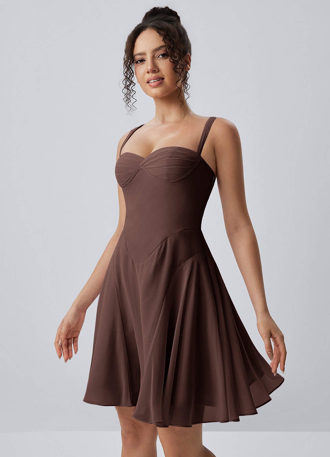 Isadora A-Line Sweetheart Chiffon Prom Dress in Ganache