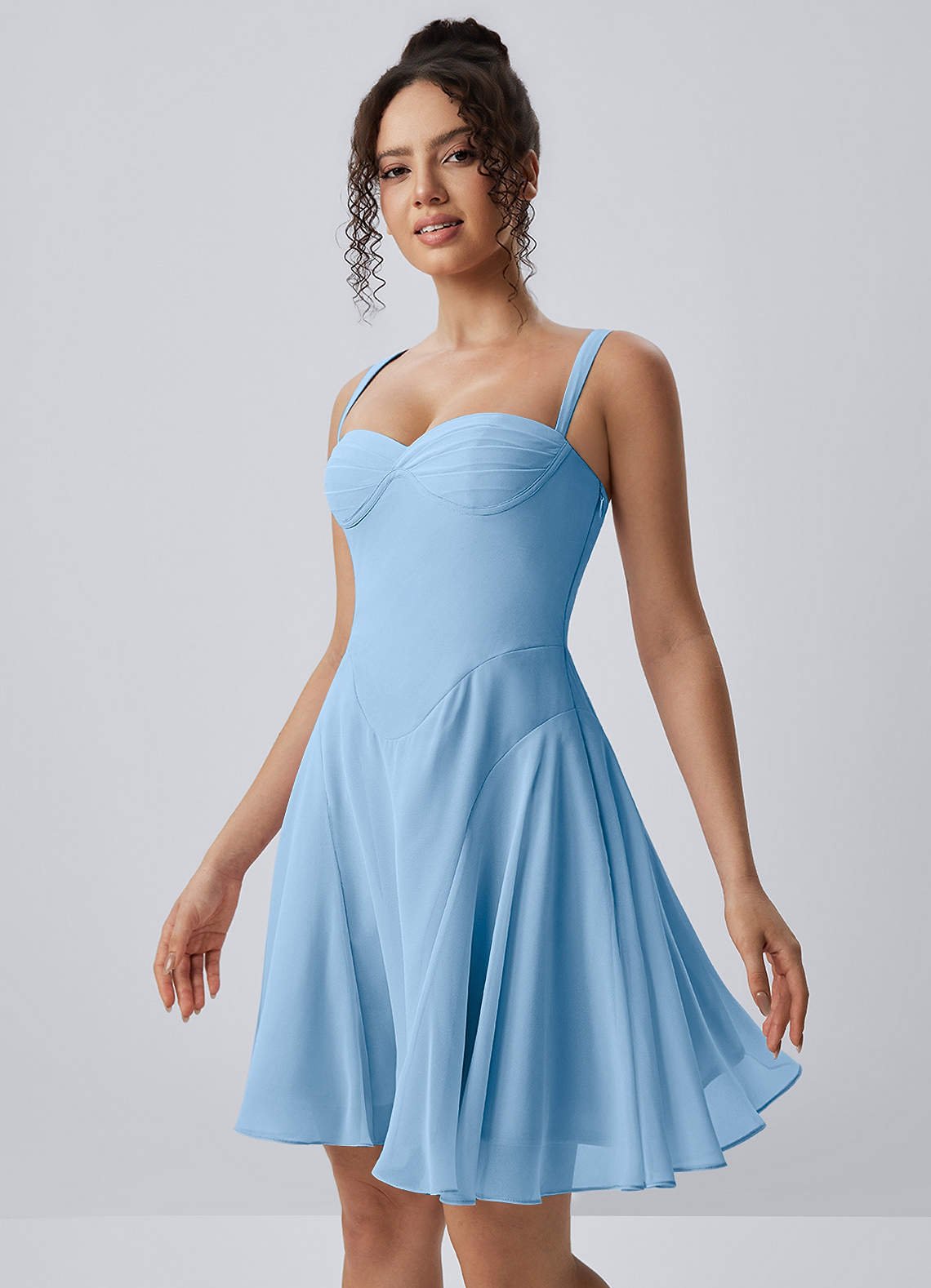 Isadora A-Line Sweetheart Chiffon Prom Dress in Haze blue