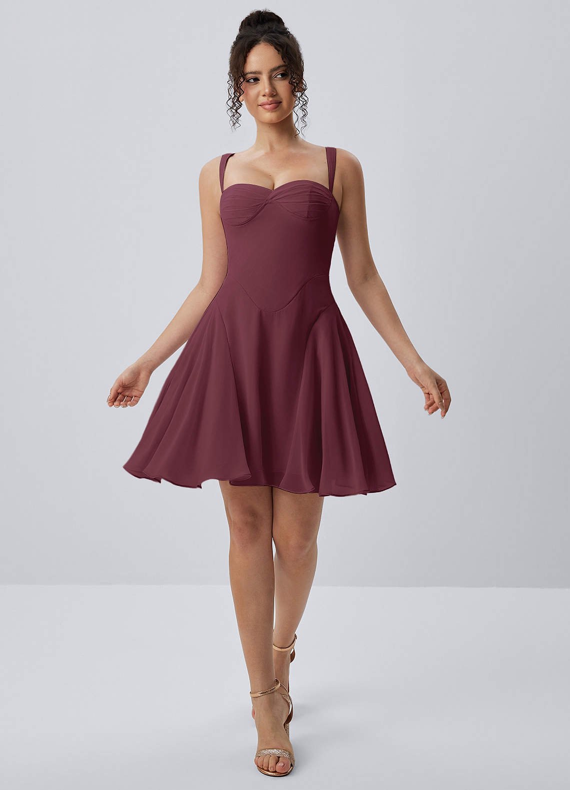 Isadora A-Line Sweetheart Chiffon Prom Dress in Wine