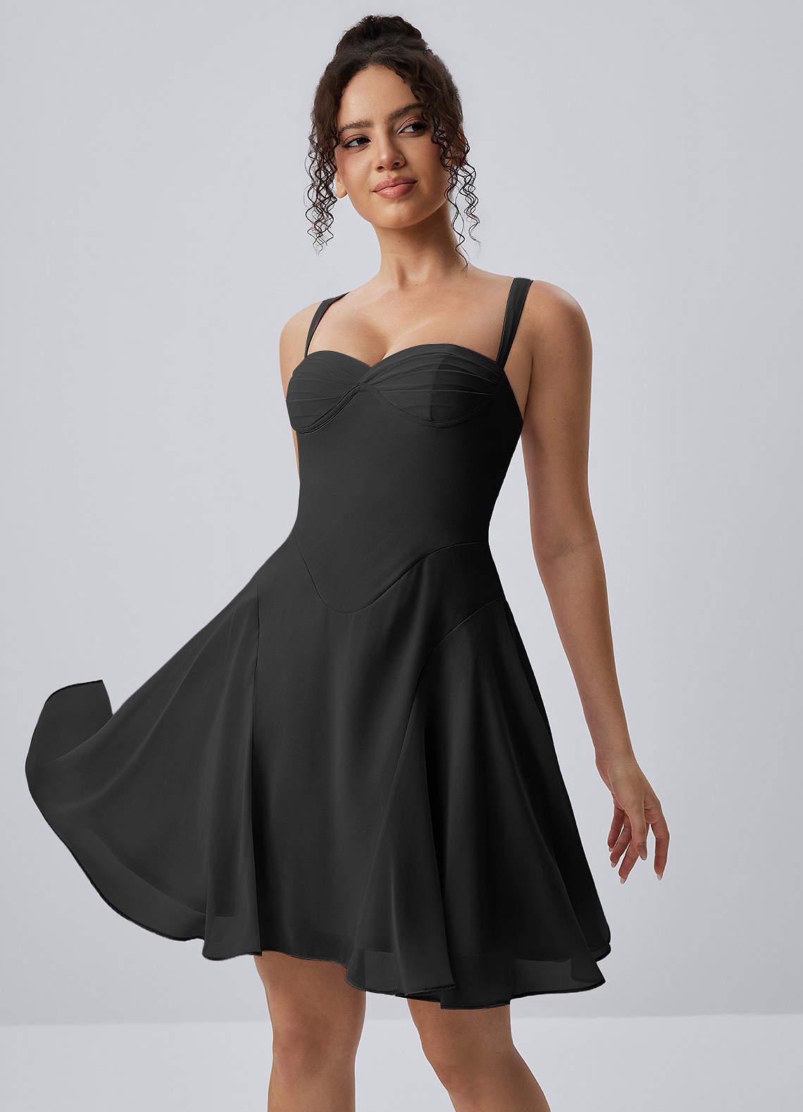 Isadora A-Line Sweetheart Chiffon Prom Dress in black
