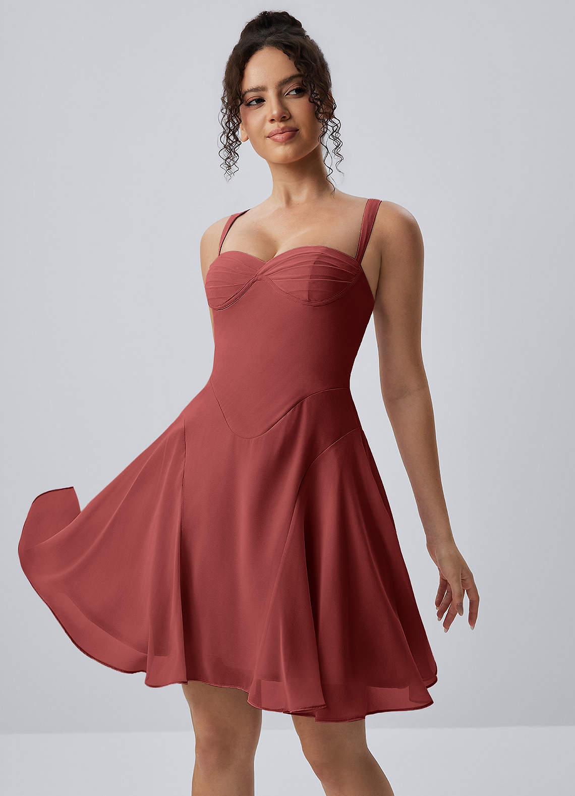Isadora A-Line Sweetheart Chiffon Prom Dress in Burnt Umber