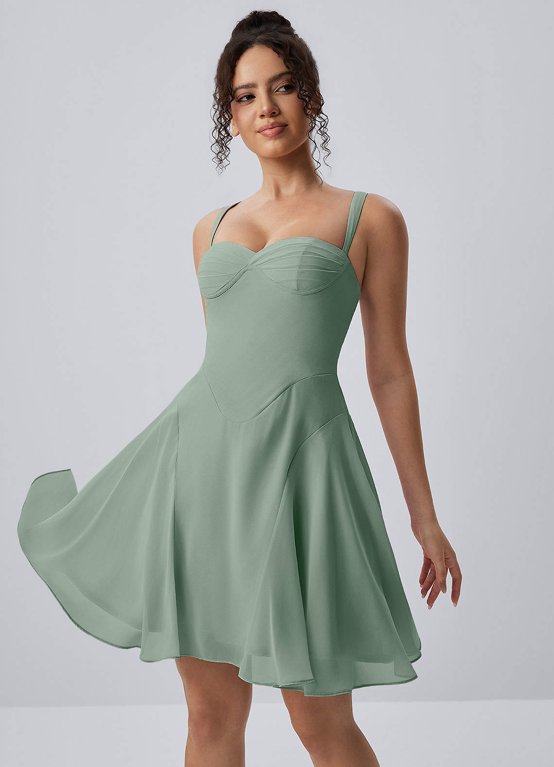 Isadora A-Line Sweetheart Chiffon Prom Dress in Vintage Sage