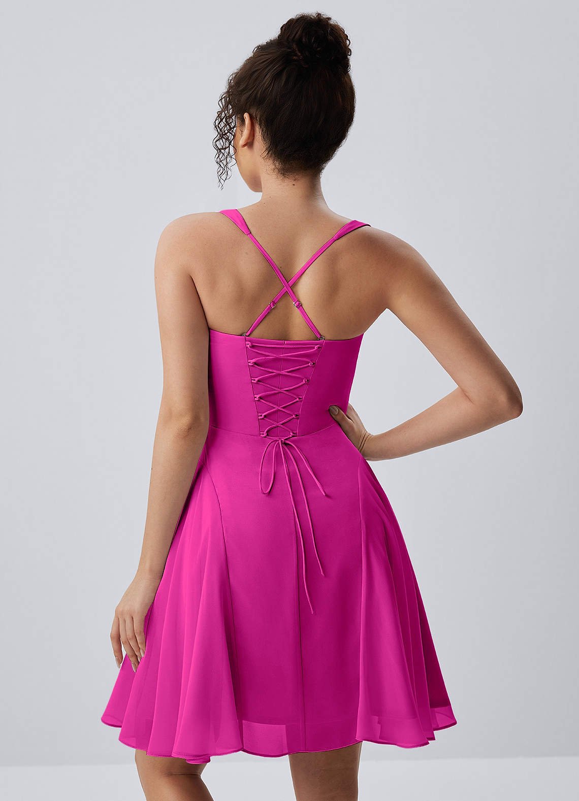 Isadora A-Line Sweetheart Chiffon Prom Dress in Hot Pink