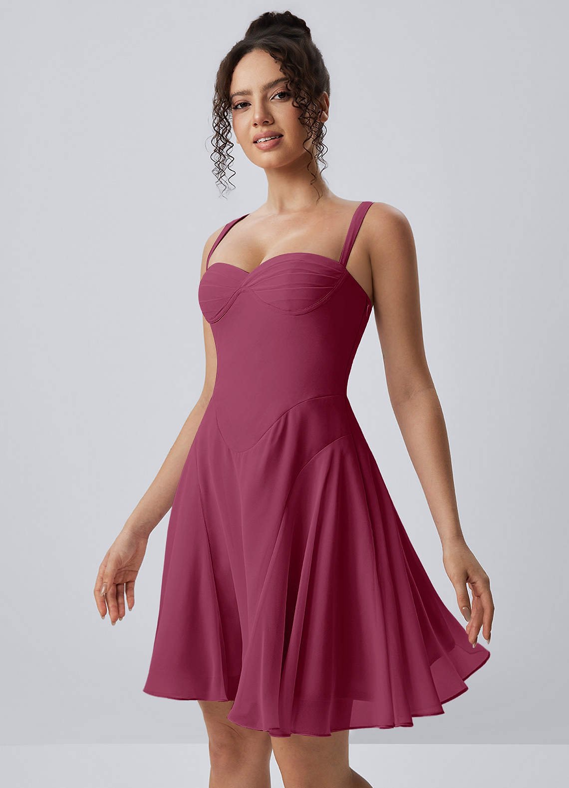 Isadora A-Line Sweetheart Chiffon Prom Dress in Mulberry