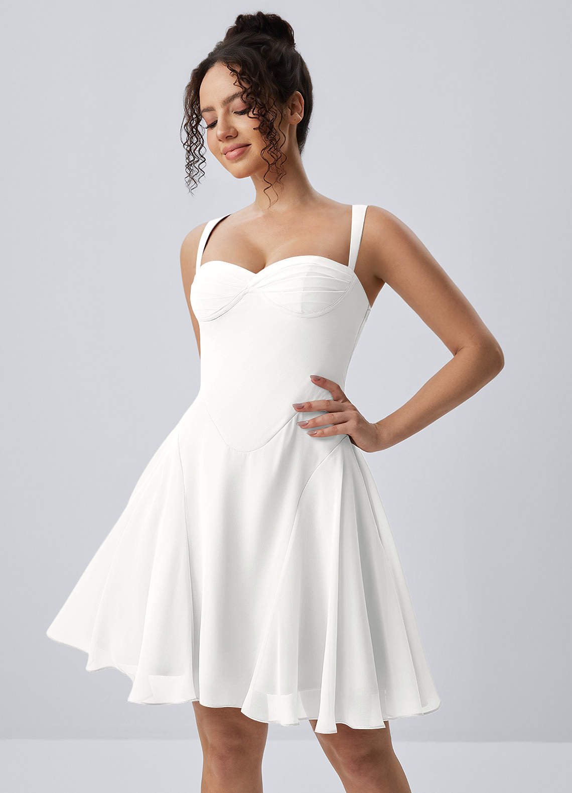 Isadora A-Line Sweetheart Chiffon Prom Dress in White