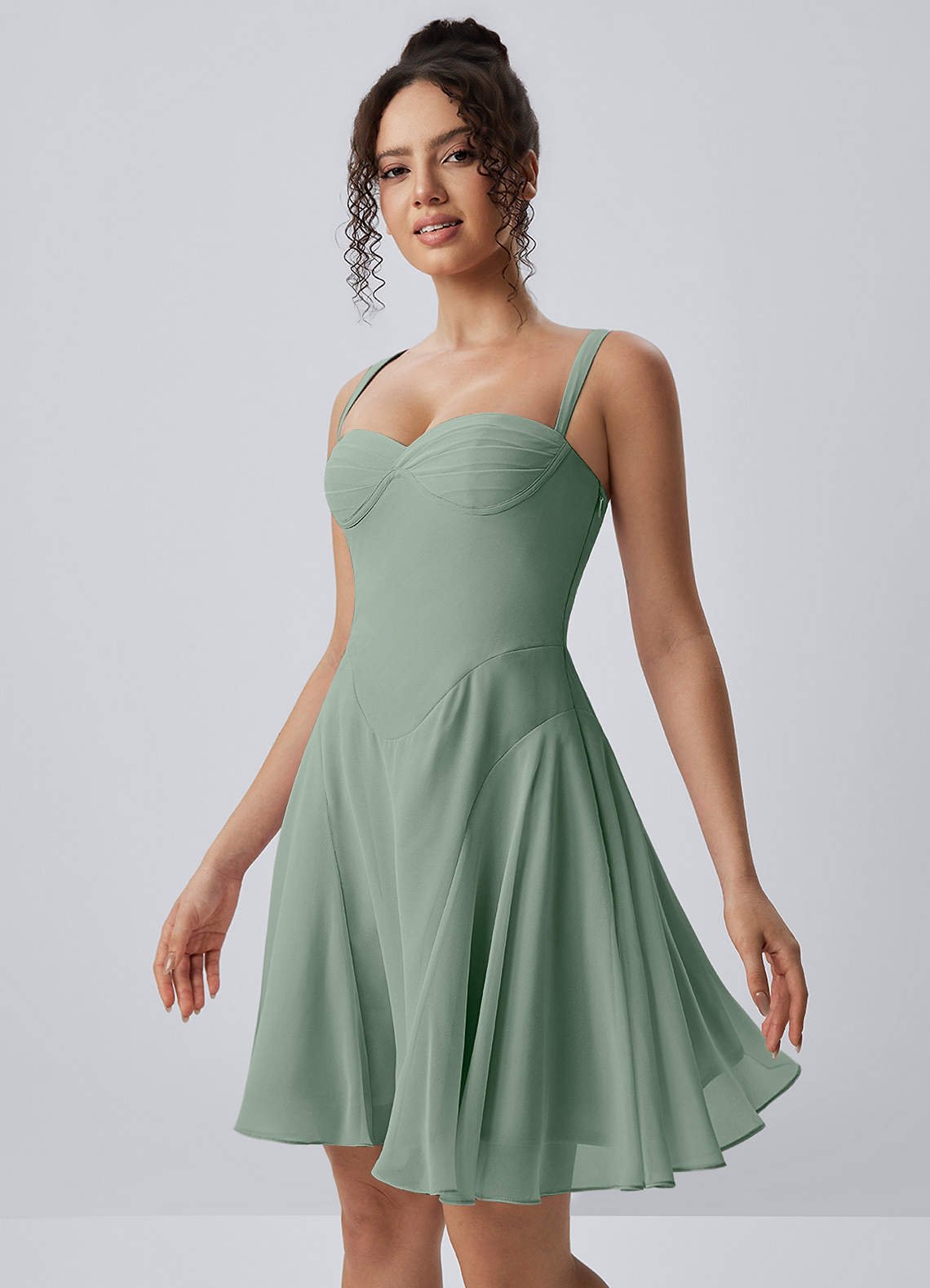 Isadora A-Line Sweetheart Chiffon Prom Dress in Vintage Sage