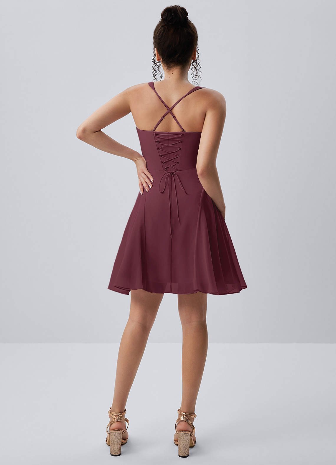 Isadora A-Line Sweetheart Chiffon Prom Dress in Wine