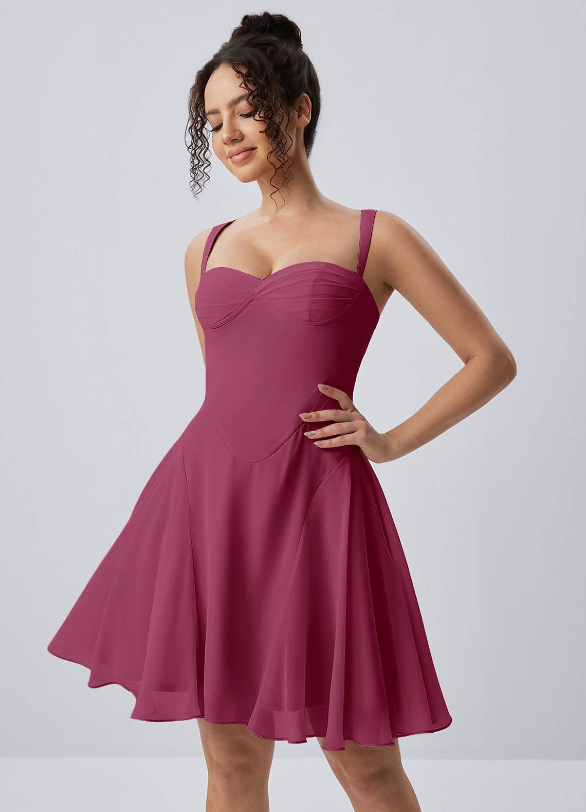 Isadora A-Line Sweetheart Chiffon Prom Dress in Mulberry