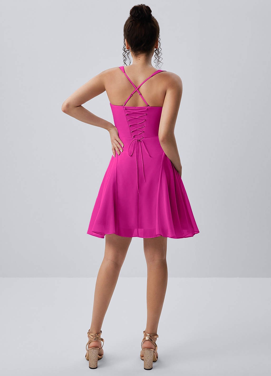 Isadora A-Line Sweetheart Chiffon Prom Dress in Hot Pink