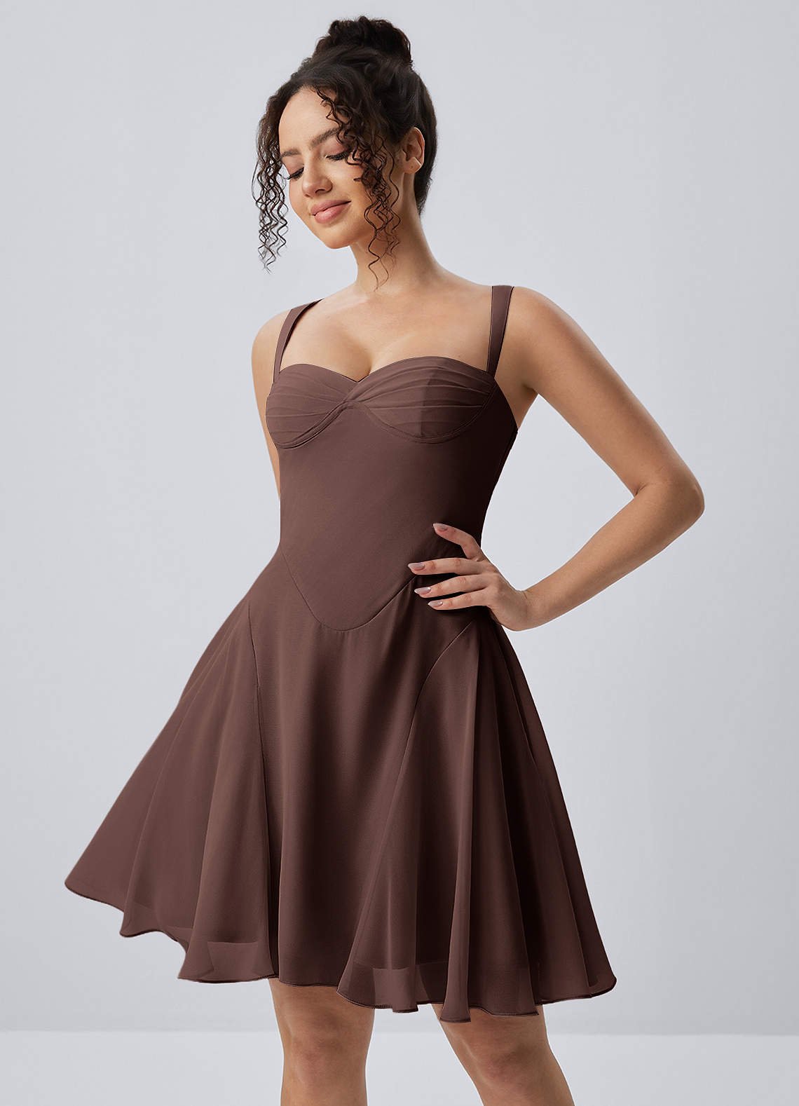 Isadora A-Line Sweetheart Chiffon Prom Dress in Ganache