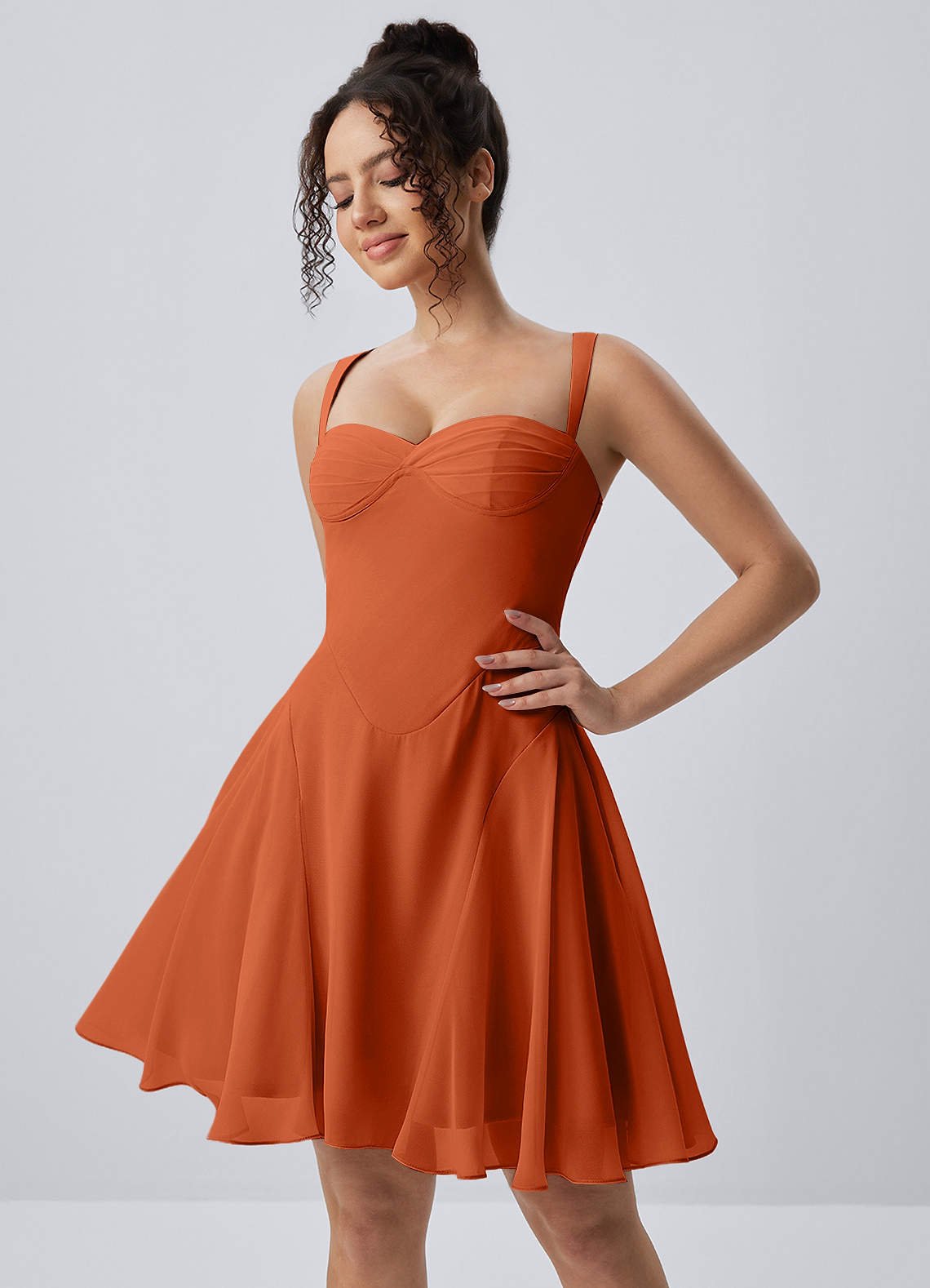 Isadora A-Line Sweetheart Chiffon Prom Dress in Rust