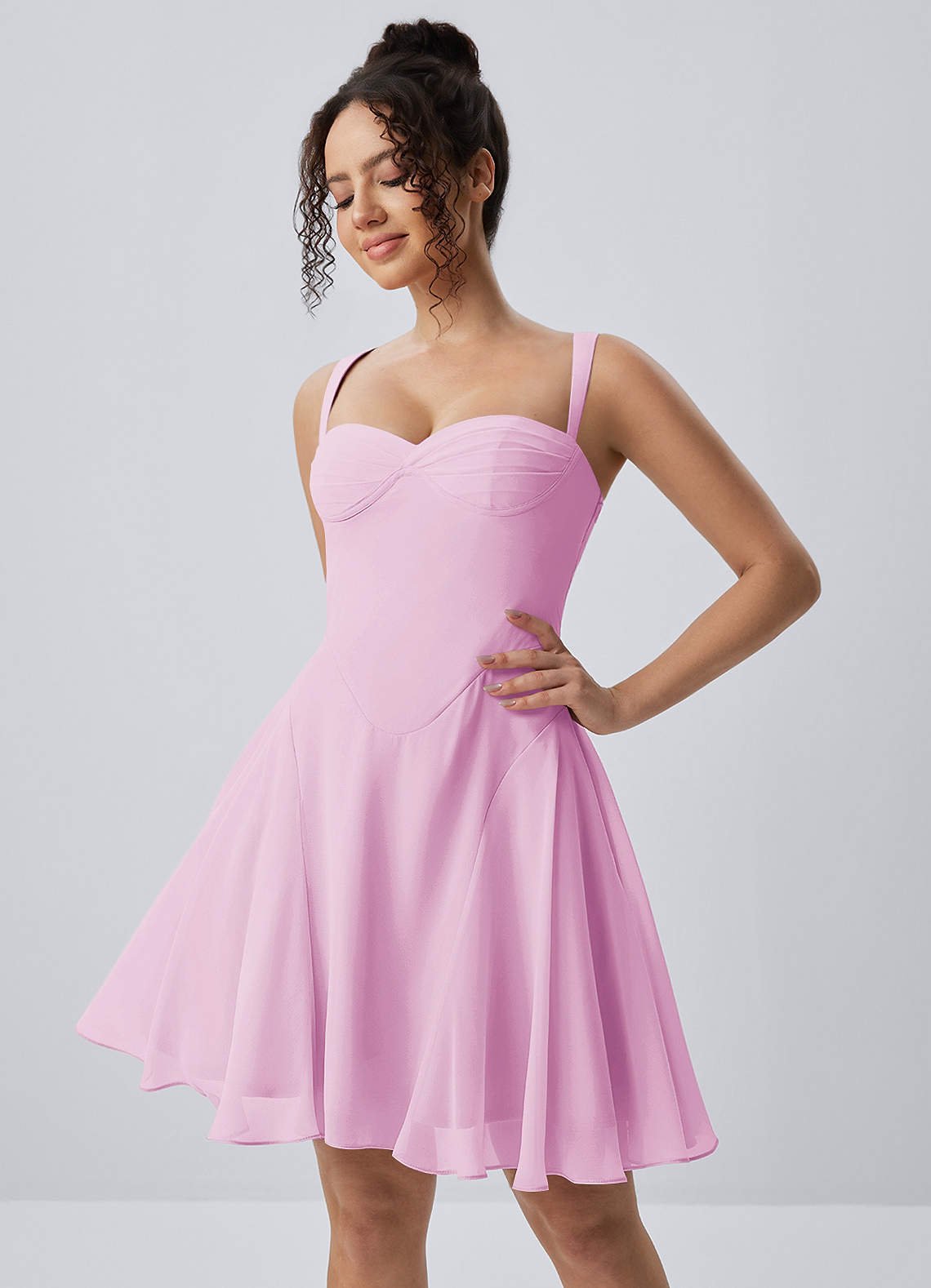 Isadora A-Line Sweetheart Chiffon Prom Dress in candy pink