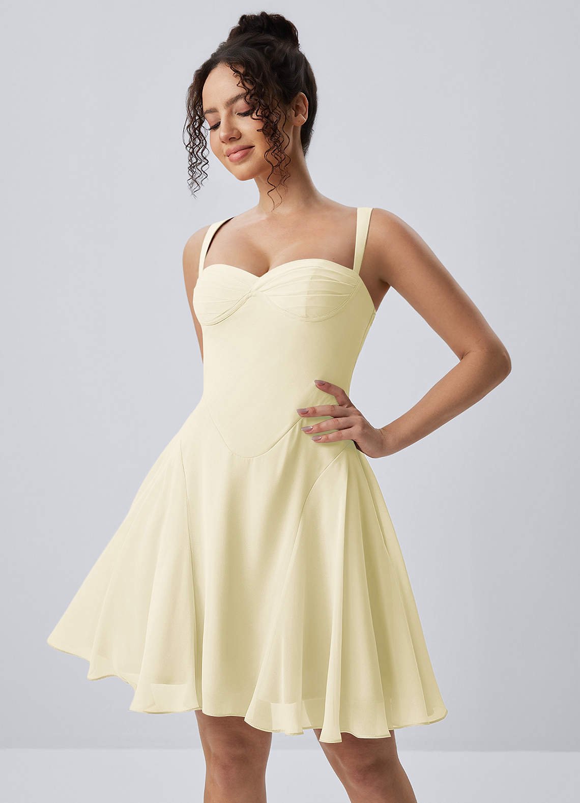 Isadora A-Line Sweetheart Chiffon Prom Dress in Butter Yellow
