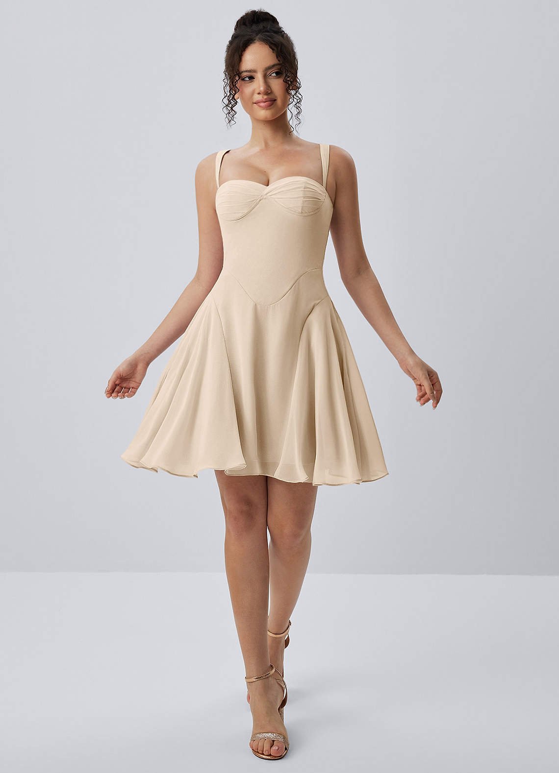 Isadora A-Line Sweetheart Chiffon Prom Dress in Champagne