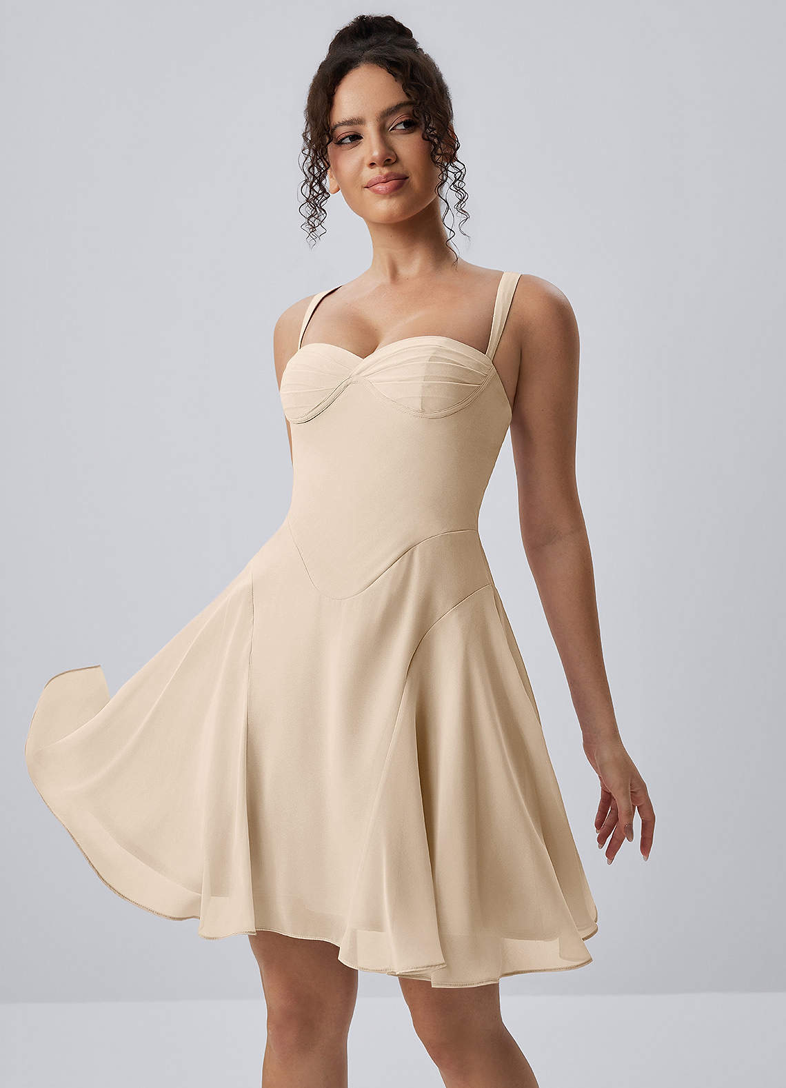 Isadora A-Line Sweetheart Chiffon Prom Dress in Champagne