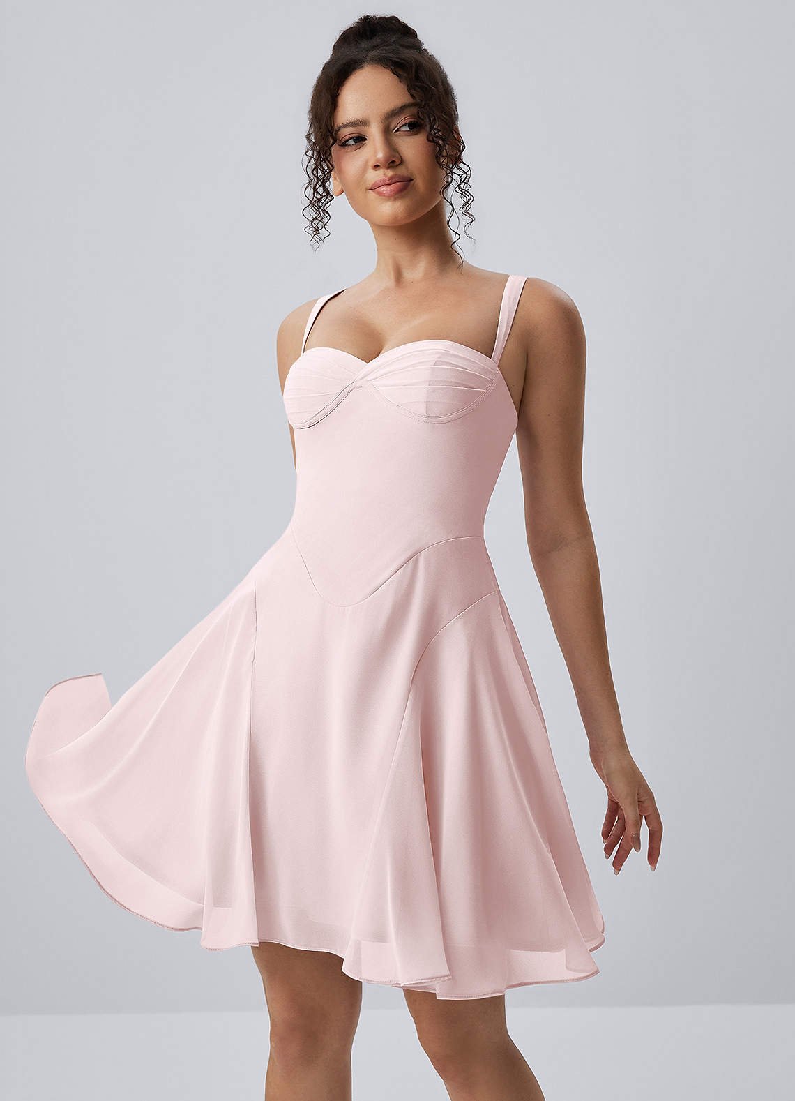 Isadora A-Line Sweetheart Chiffon Prom Dress in Blushing Pink