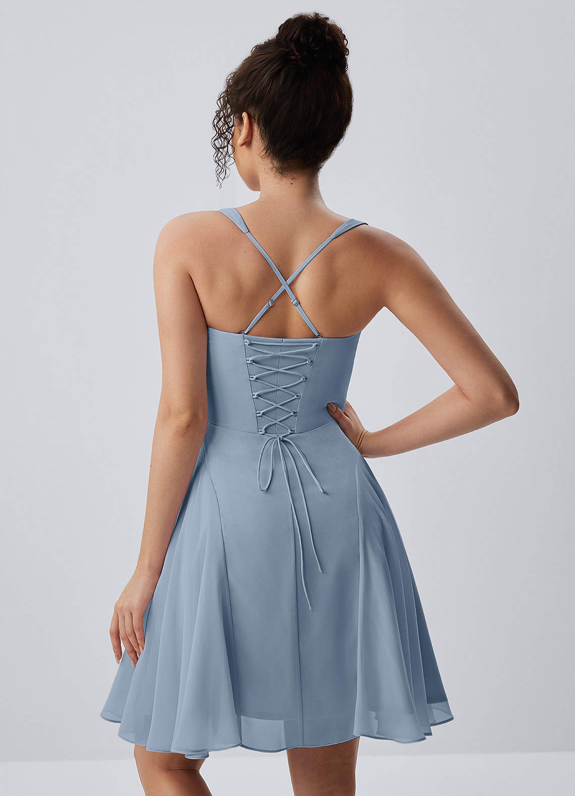 Isadora A-Line Sweetheart Chiffon Prom Dress in Dusty Blue