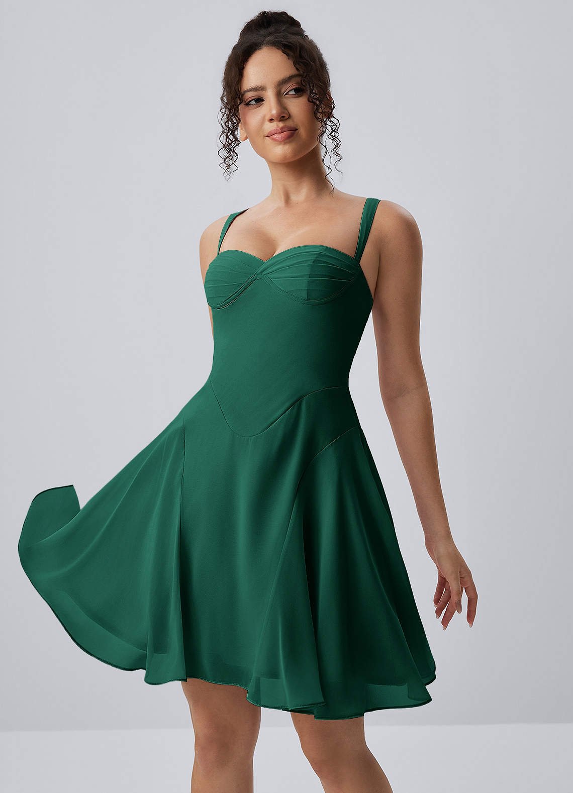Isadora A-Line Sweetheart Chiffon Prom Dress in Hunter Green