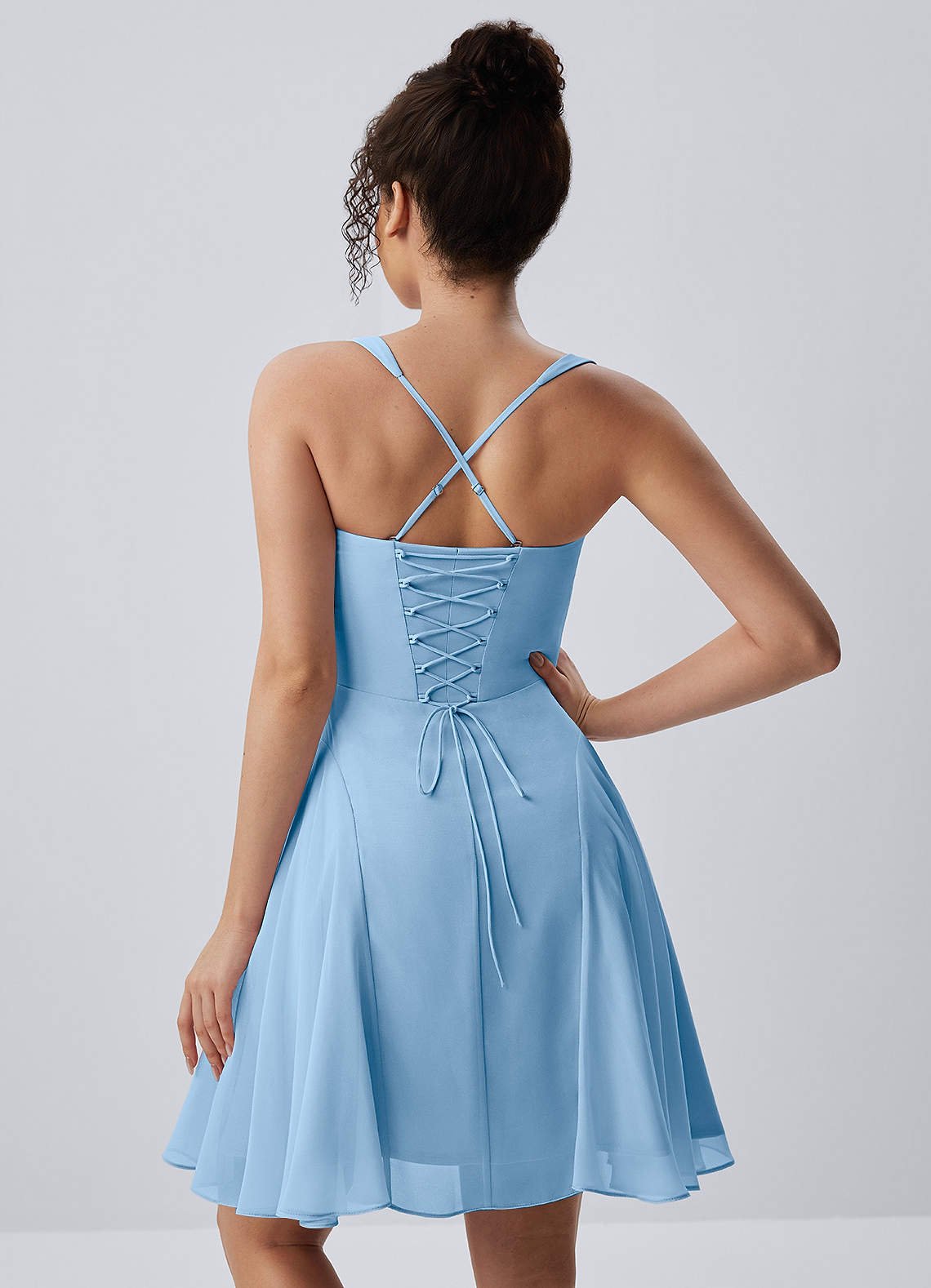 Isadora A-Line Sweetheart Chiffon Prom Dress in Haze blue