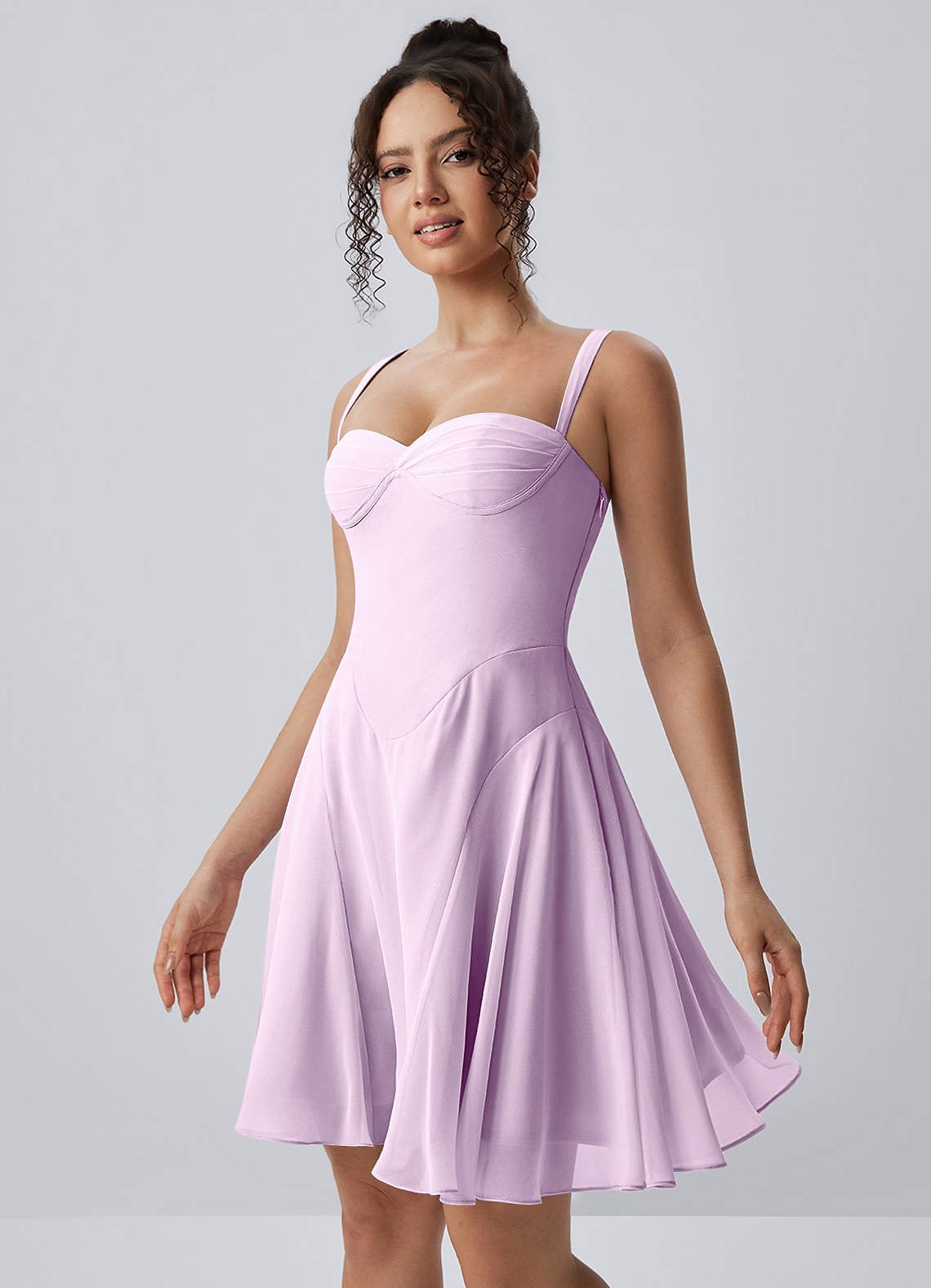 Isadora A-Line Sweetheart Chiffon Prom Dress in Frosted Lilac