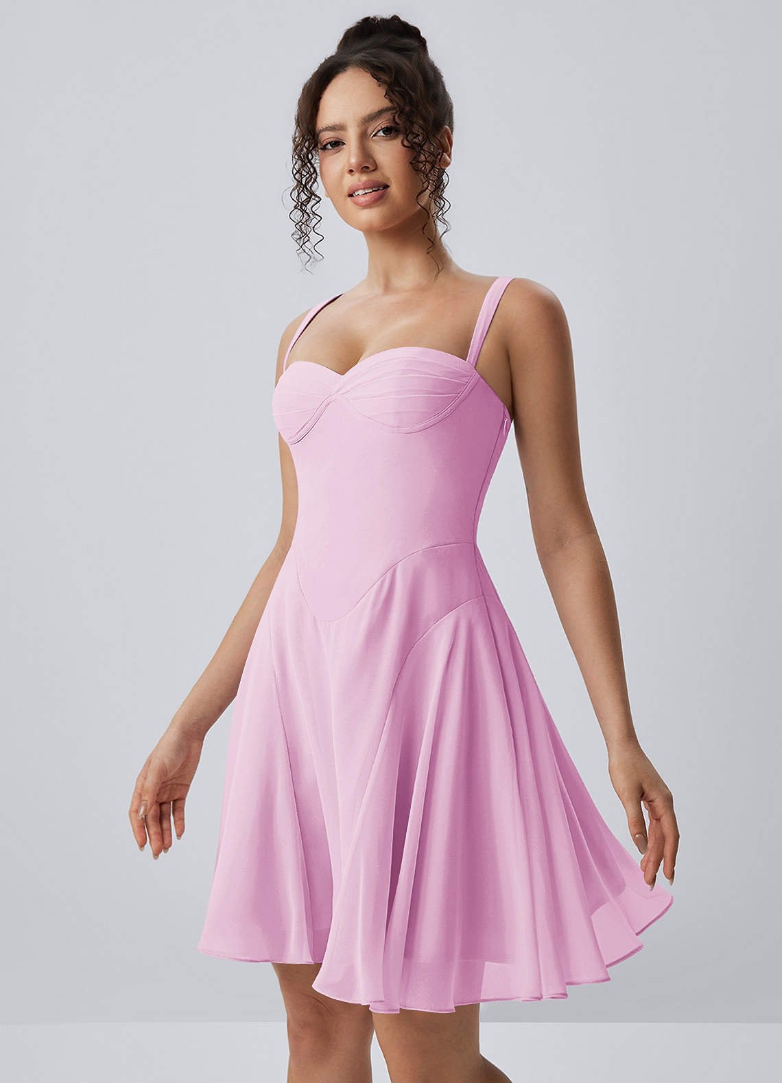 Isadora A-Line Sweetheart Chiffon Prom Dress in candy pink