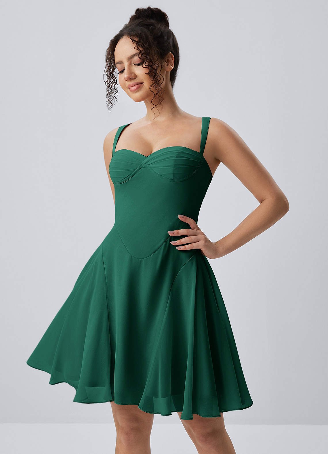Isadora A-Line Sweetheart Chiffon Prom Dress in Hunter Green