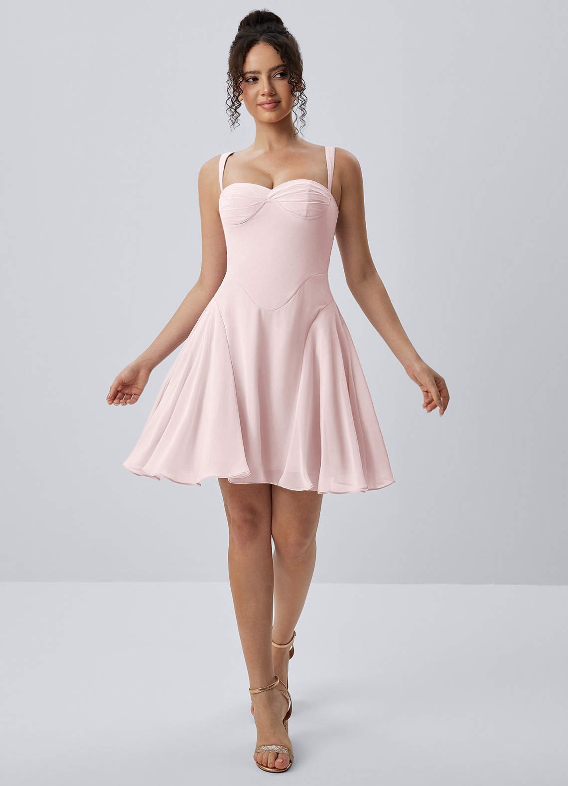 Isadora A-Line Sweetheart Chiffon Prom Dress in Blushing Pink