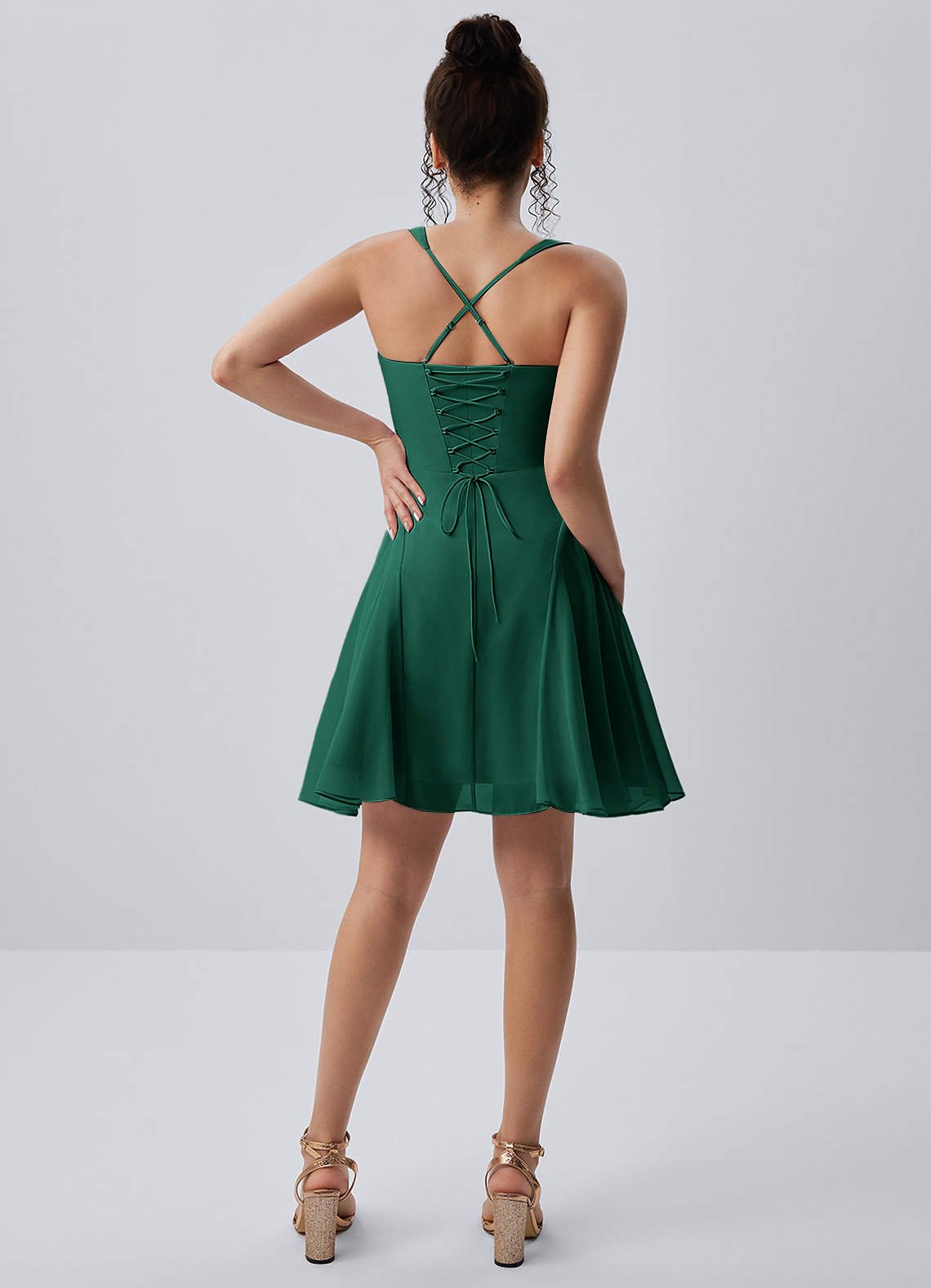 Isadora A-Line Sweetheart Chiffon Prom Dress in Hunter Green