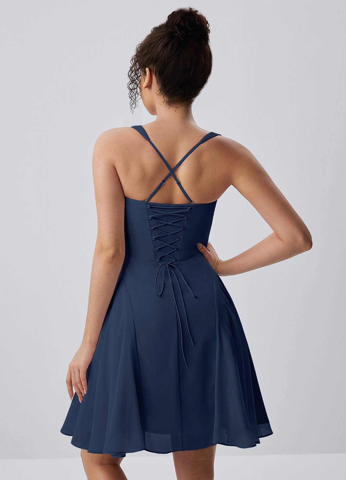 Isadora A-Line Sweetheart Chiffon Prom Dress in Navy