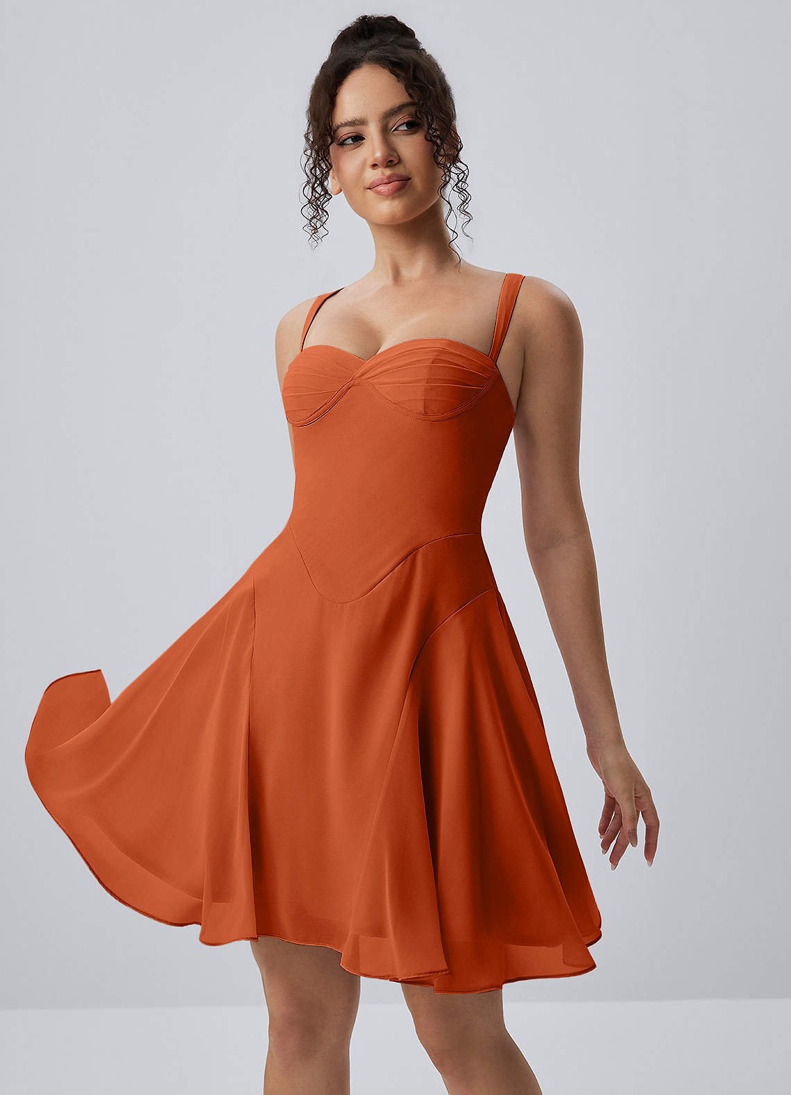 Isadora A-Line Sweetheart Chiffon Prom Dress in Rust