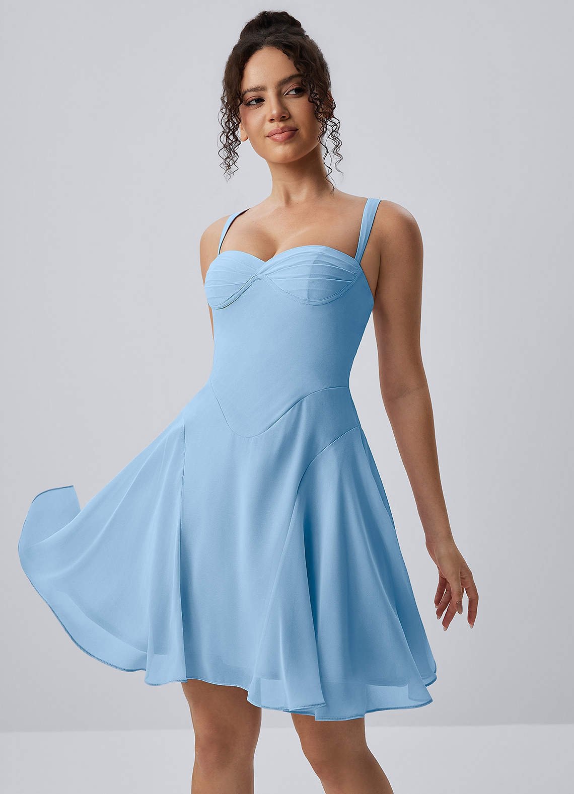 Isadora A-Line Sweetheart Chiffon Prom Dress in Haze blue