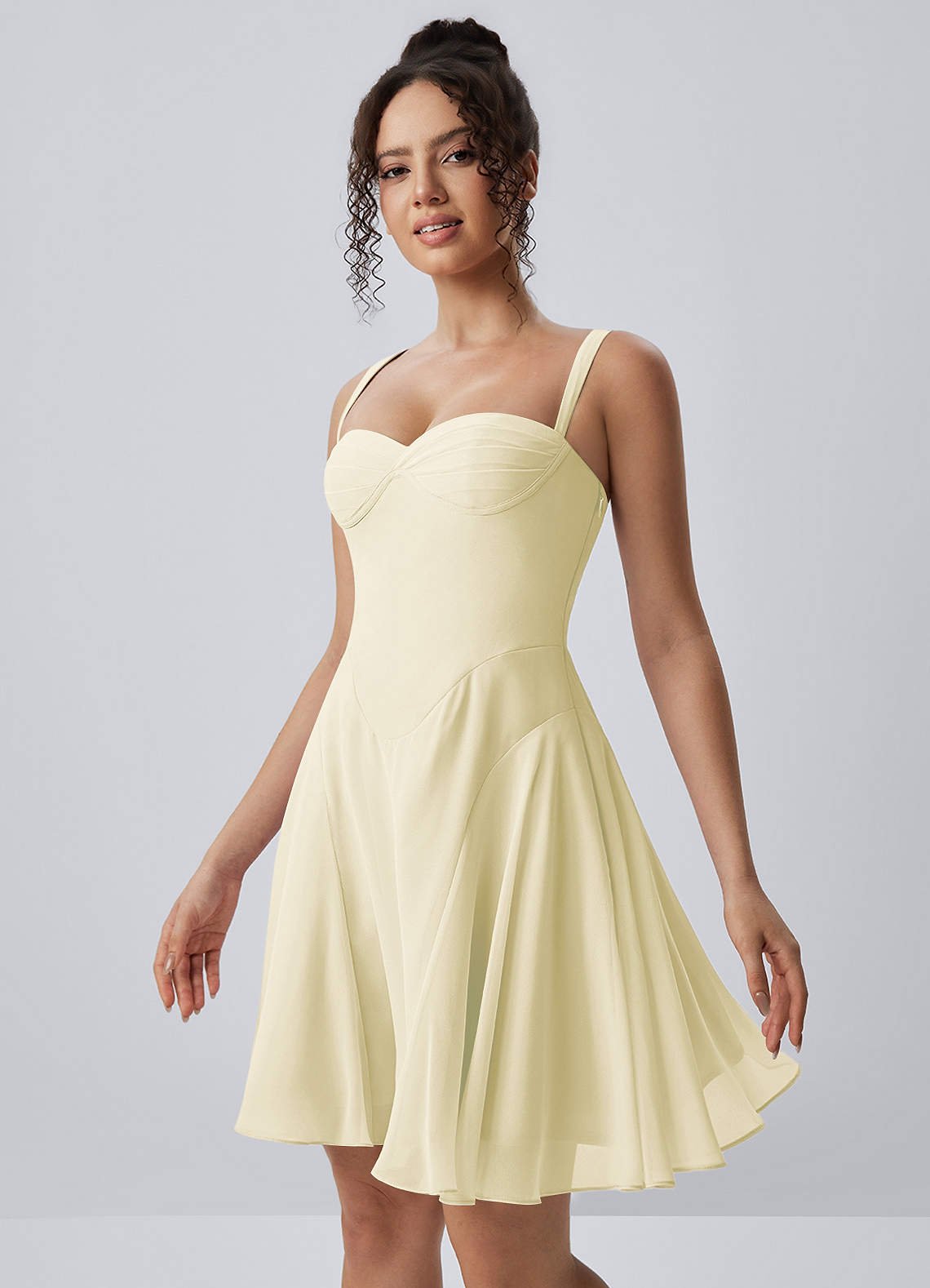 Isadora A-Line Sweetheart Chiffon Prom Dress in Butter Yellow