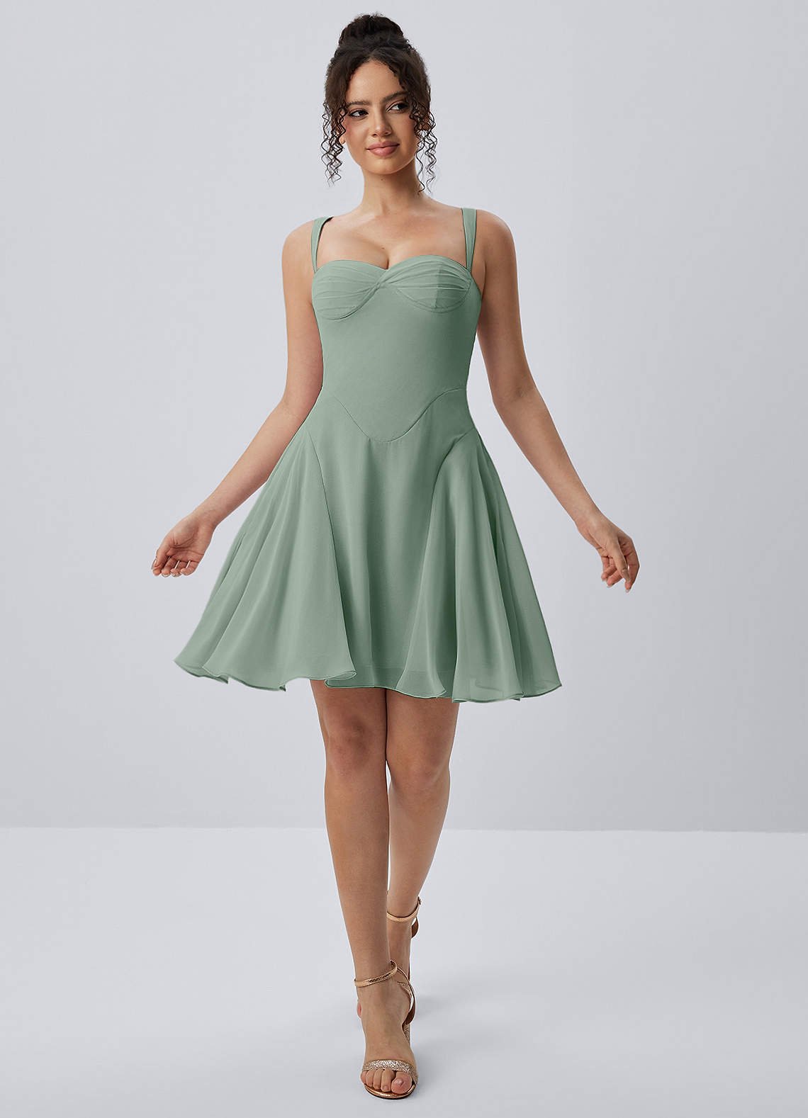 Isadora A-Line Sweetheart Chiffon Prom Dress in Vintage Sage