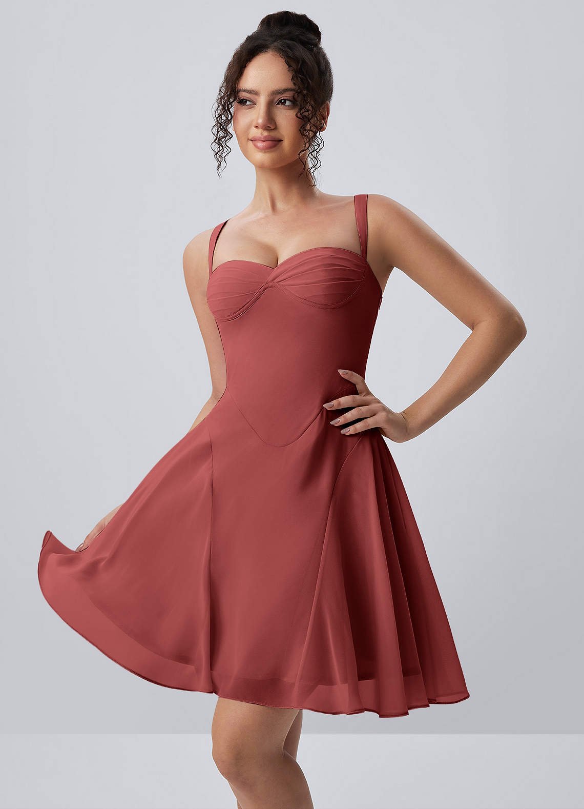 Isadora A-Line Sweetheart Chiffon Prom Dress in Dusty Rose