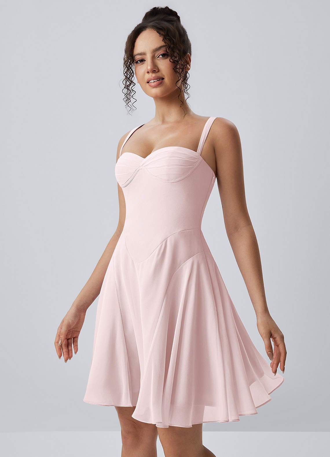 Isadora A-Line Sweetheart Chiffon Prom Dress in Blushing Pink