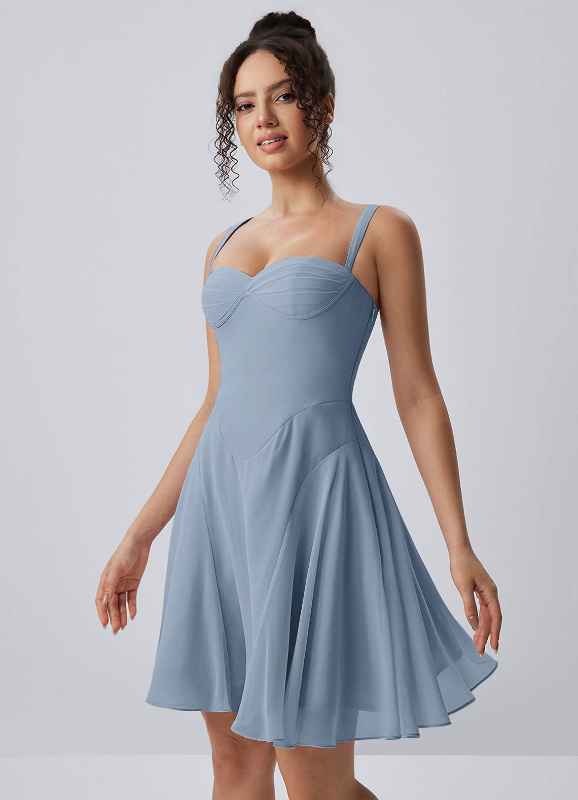 Isadora A-Line Sweetheart Chiffon Prom Dress in Dusty Blue