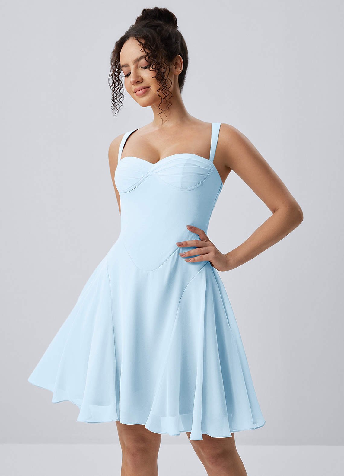 Isadora A-Line Sweetheart Chiffon Prom Dress in Sky Blue