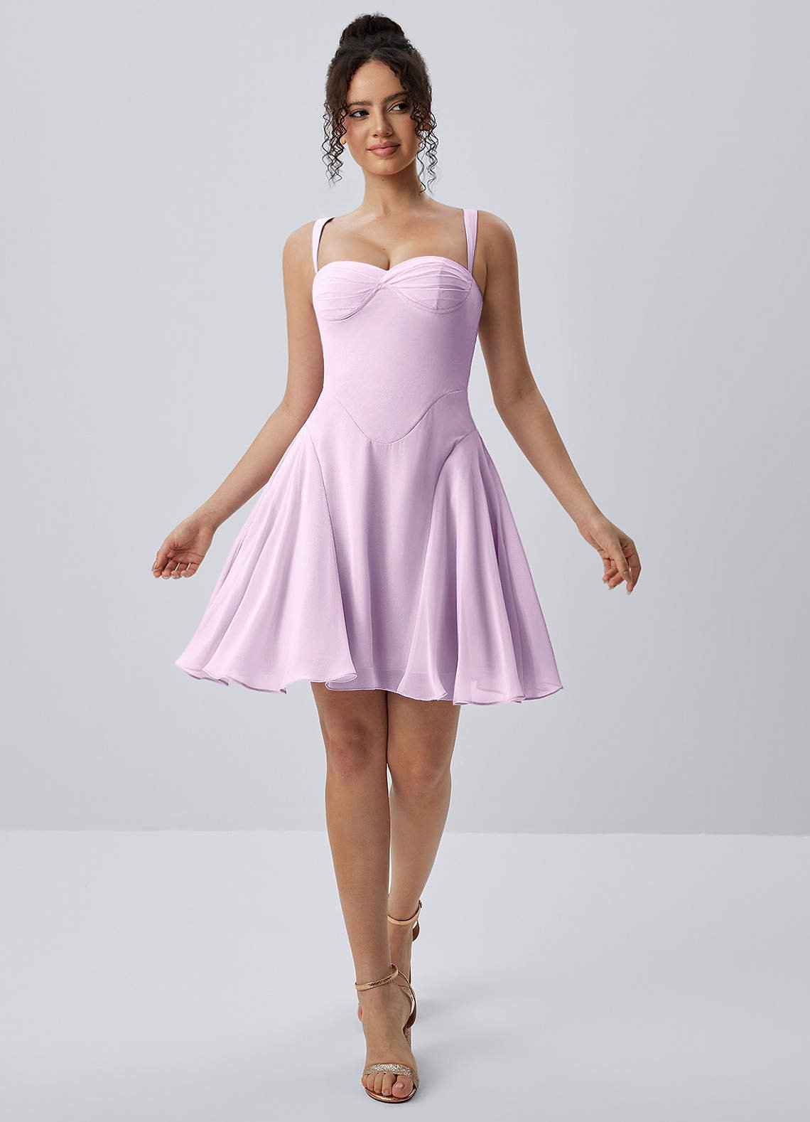 Isadora A-Line Sweetheart Chiffon Prom Dress in Frosted Lilac