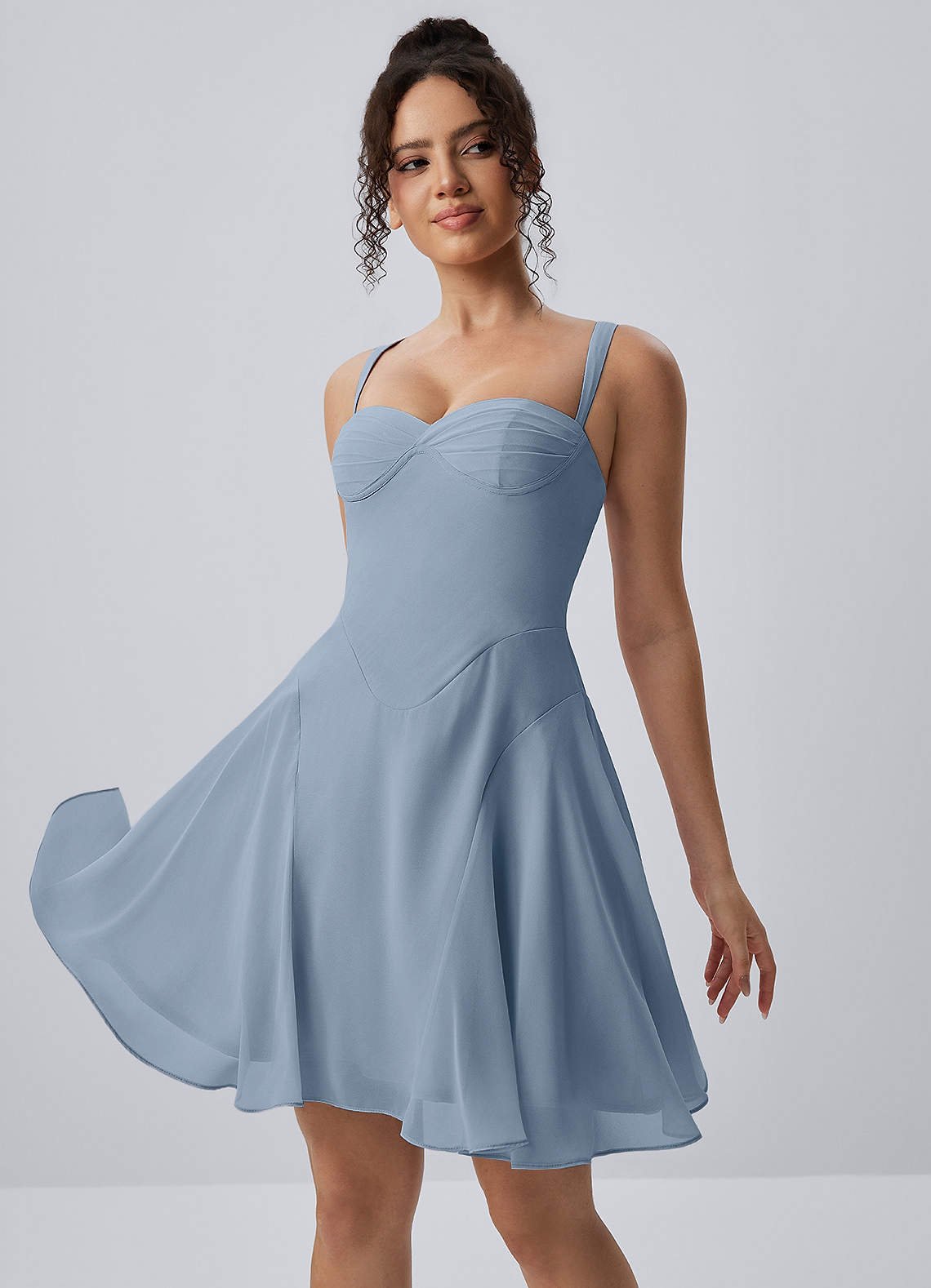 Isadora A-Line Sweetheart Chiffon Prom Dress in Dusty Blue