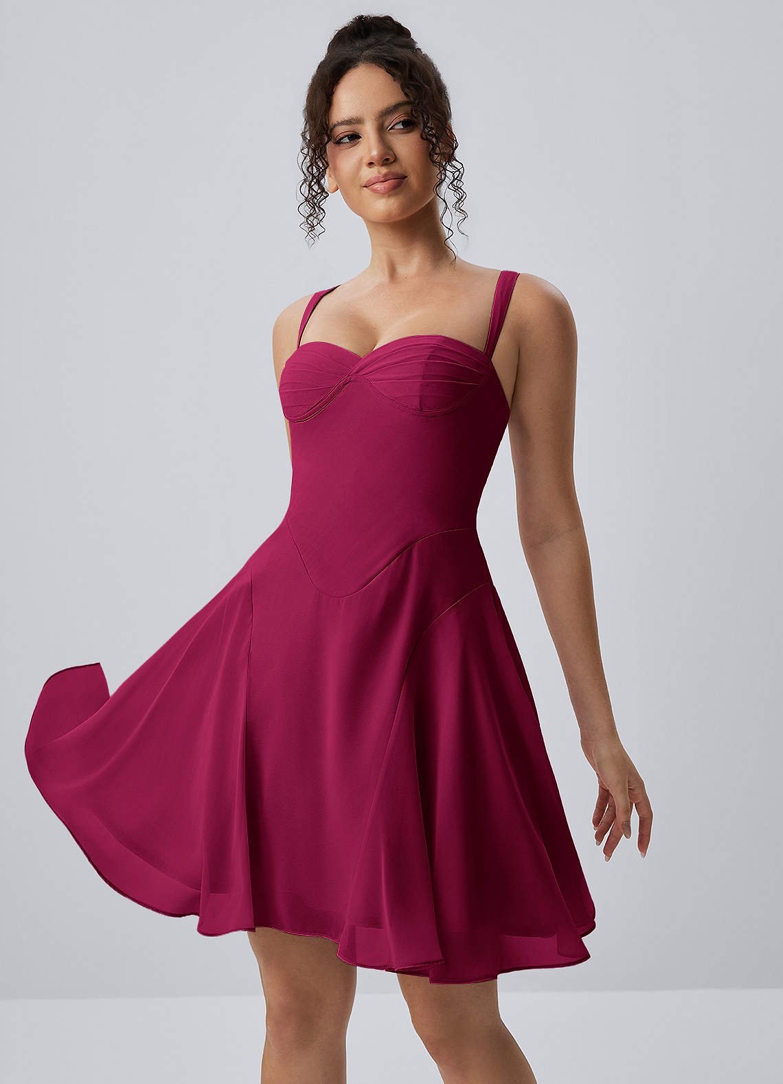 Isadora A-Line Sweetheart Chiffon Prom Dress in Burgundy